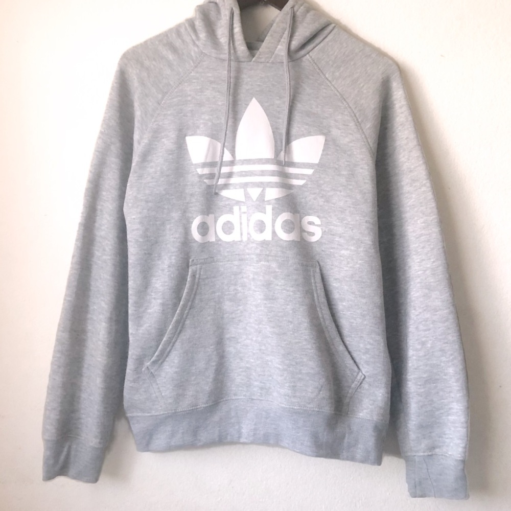 Adidas Heather Grey Logo Hoodie